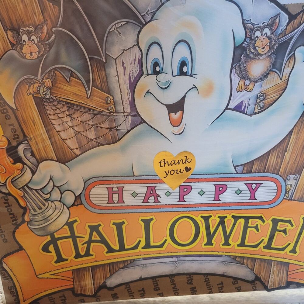 1997 Beistle Happy Halloween Ghost Die Cut Vintage Cardboard Decoration Retro